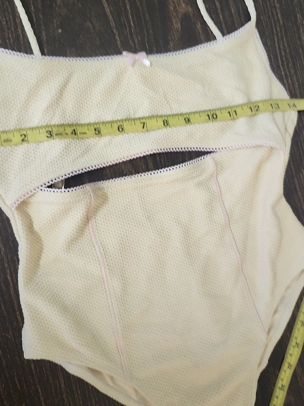 Frankies Bikinis Julianne Waffle Cheeky One Piece Swimsuit in Cream Sz L. NWT
